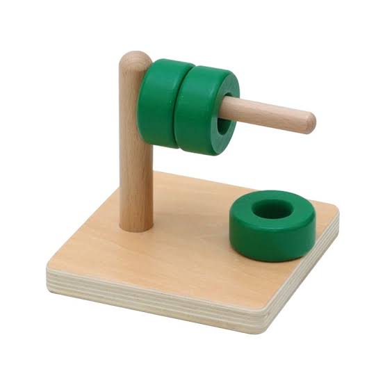 Montessori Discs on Horizontal Dowel — Fine Motor Development Toy (Ages 12+ Months)