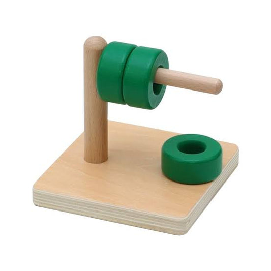 Montessori Discs on Horizontal Dowel — Fine Motor Development Toy (Ages 12+ Months)