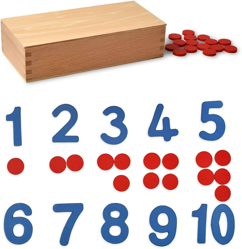 Montessori Cut-Out Numerals & Counters | Wooden Counting & Early Math Learning Toy