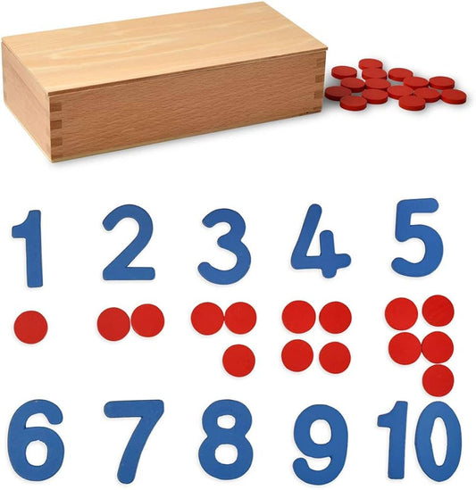 Montessori Cut-Out Numerals & Counters | Wooden Counting & Early Math Learning Toy